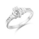 9K Gold CZ Claddagh Ring-CL100W