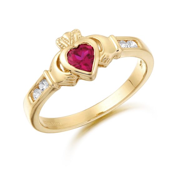 9K Gold CZ Claddagh Ring-CL100R