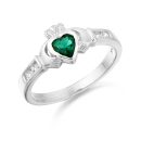 9K Gold CZ Claddagh Ring-CL100WG