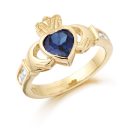 9K Gold CZ Claddagh Ring-CL102S