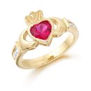 9K Gold CZ Claddagh Ring-CL102R