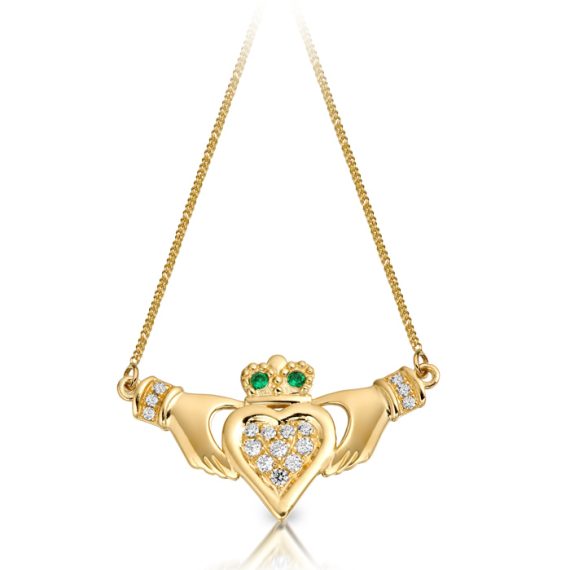 9ct Gold Claddagh Necklace-P038G