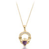 9ct Gold CZ Claddagh Pendant-P188A