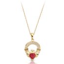 9ct Gold CZ Claddagh Pendant-P188R