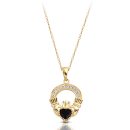 9ct Gold CZ Claddagh Pendant-P188S