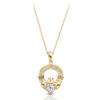 9ct Gold CZ Claddagh Pendant-P188