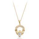 9ct Gold CZ Claddagh Pendant-P188