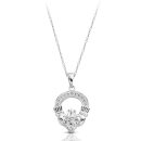 9ct Gold CZ Claddagh Pendant-P188W