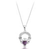 9ct Gold CZ Claddagh Pendant-P188WA