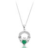 9ct Gold CZ Claddagh Pendant-P188WG
