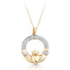 9ct Gold CZ Claddagh Pendant-P018
