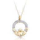 9ct Gold CZ Claddagh Pendant-P018