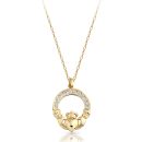 9ct Gold CZ Claddagh Pendant-P014S