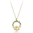 9ct Gold CZ Claddagh Pendant-P014SG