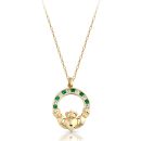 9ct Gold CZ Claddagh Pendant-P014SG