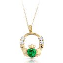 9ct Gold CZ Claddagh Pendant-P015