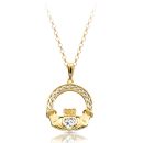 9ct Gold CZ Claddagh Pendant-P023