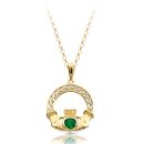 9ct Gold CZ Claddagh Pendant-P023G