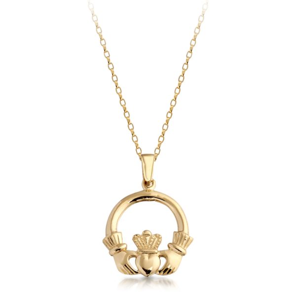 9ct Gold Claddagh Pendant-P04