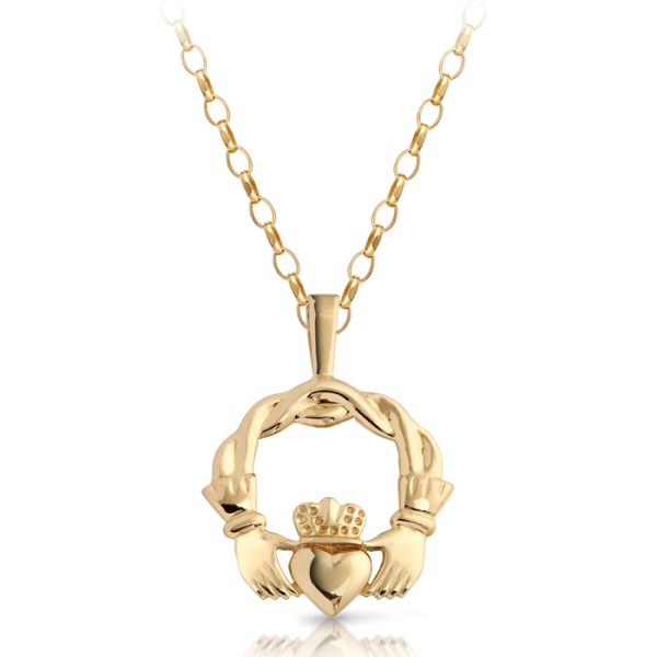 9ct Gold Claddagh Pendant-P132