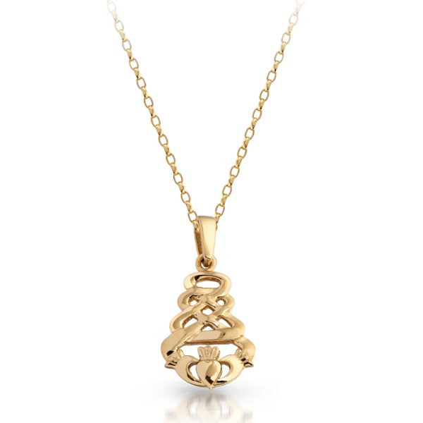 9ct Gold Claddagh Pendant-P32