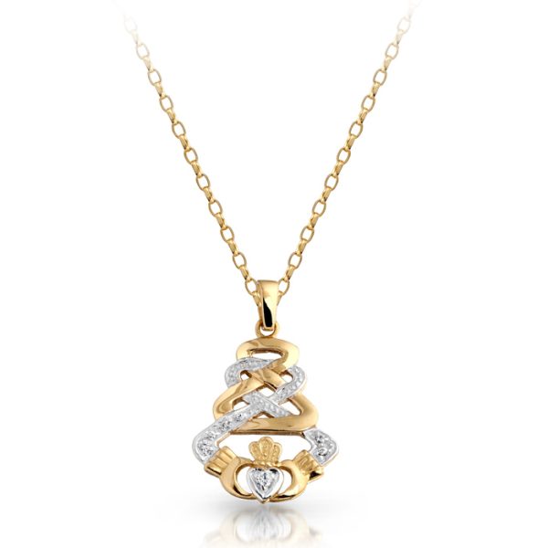 9ct Gold Claddagh Pendant-P32CZ