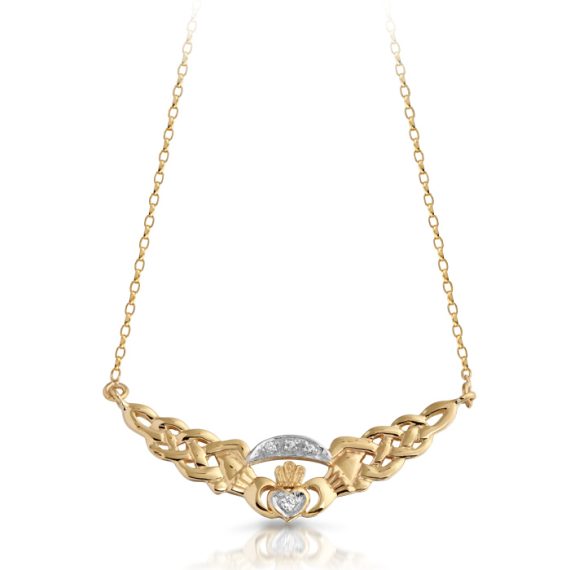 9ct Gold Claddagh Necklace-P01