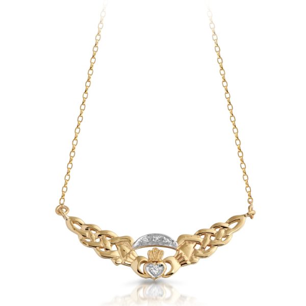 9ct Gold Claddagh Necklace-P01