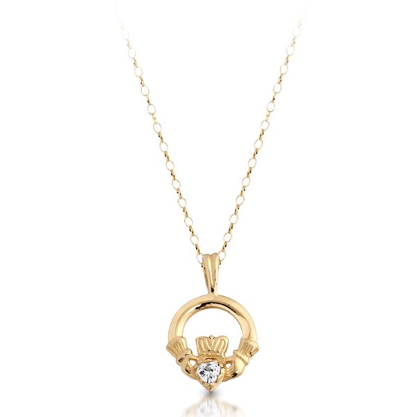 9ct Gold Claddagh Pendant-P130