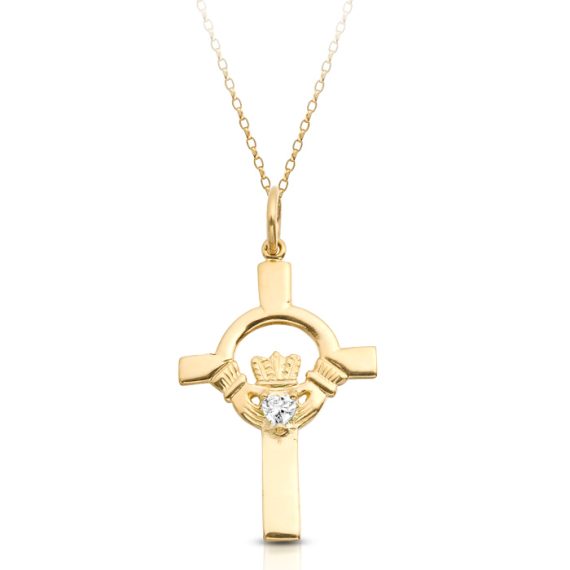 9K Gold Claddagh Cross-C1