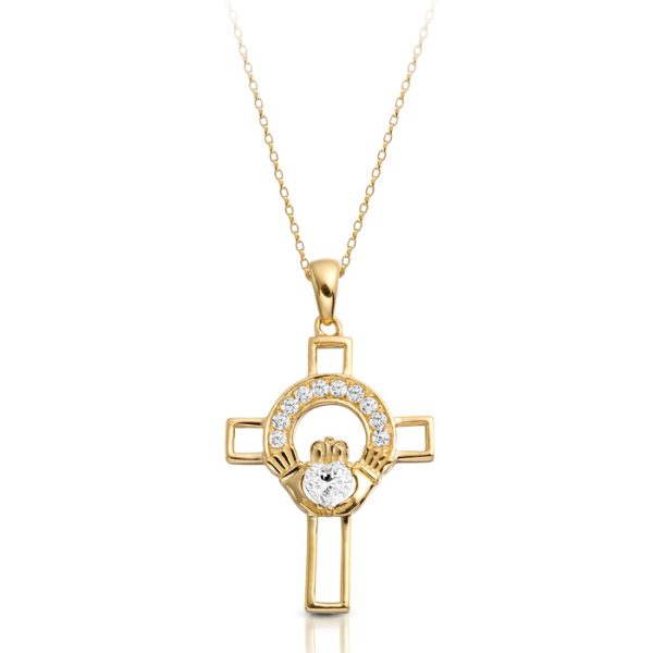 9K Gold Claddagh Cross-C125