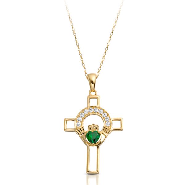 9K Gold Claddagh Cross-C125G