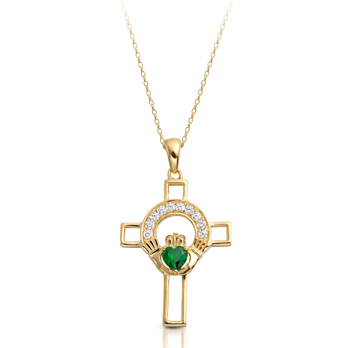 9K Gold Claddagh Cross-C125G