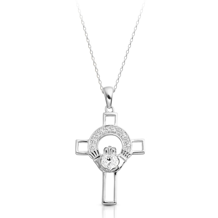 9K Gold Claddagh Cross-C125W