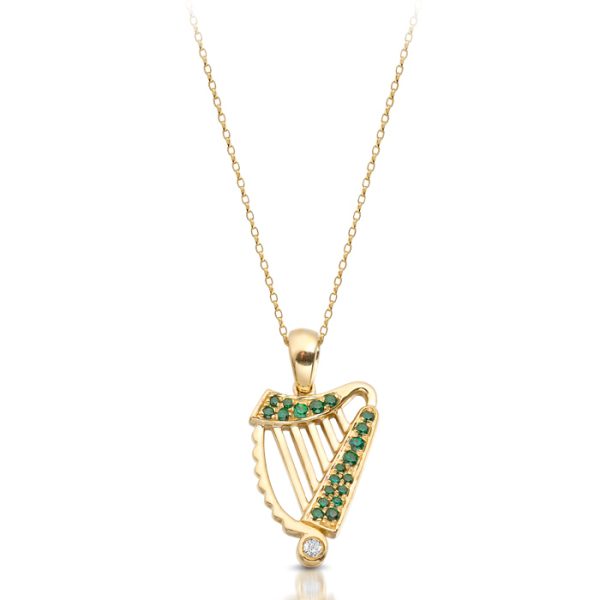 9ct Gold Harp Pendant-P030G