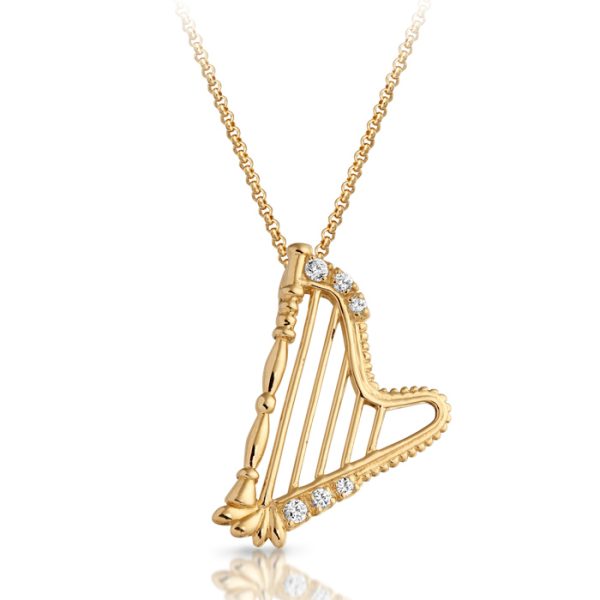 9ct Gold Harp Pendant-P18
