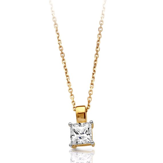 9ct Gold CZ Princess Pendant-P24