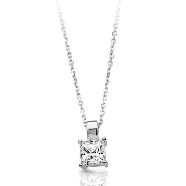 9ct Gold CZ Princess Pendant-P24W