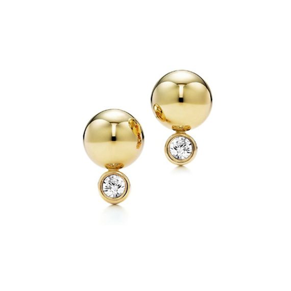 Gold Ball CZ Earrings-E1