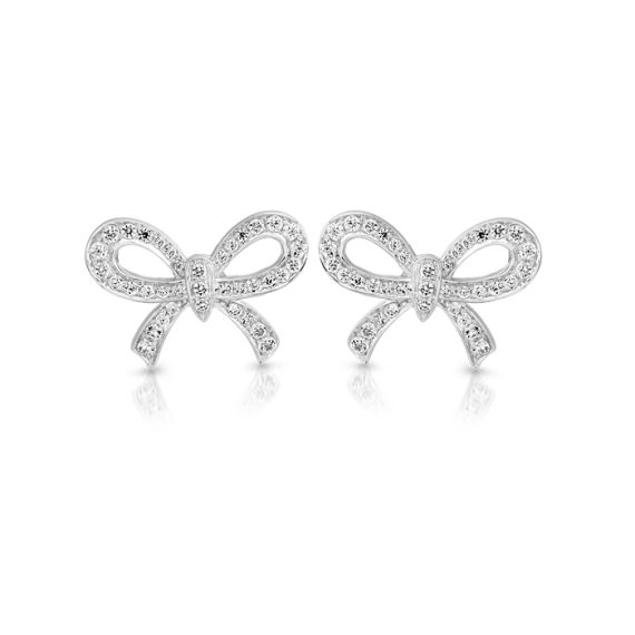 Gold CZ Bow Earrings-E10W