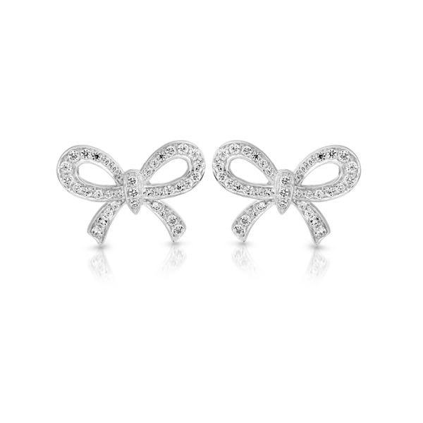 Gold CZ Bow Earrings-E10W