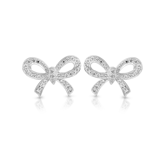 Gold CZ Bow Earrings-E10W