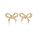 Gold CZ Bow Earrings-E10