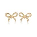 Gold CZ Bow Earrings-E10