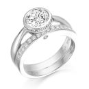 White Gold Bazet Ballet CZ Ring Set-R305W