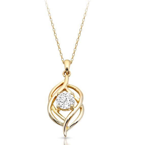 9ct Gold CZ Pendant-P313