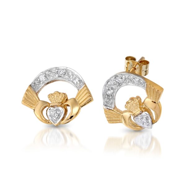 9ct Gold Claddagh Earrings-CLECZ