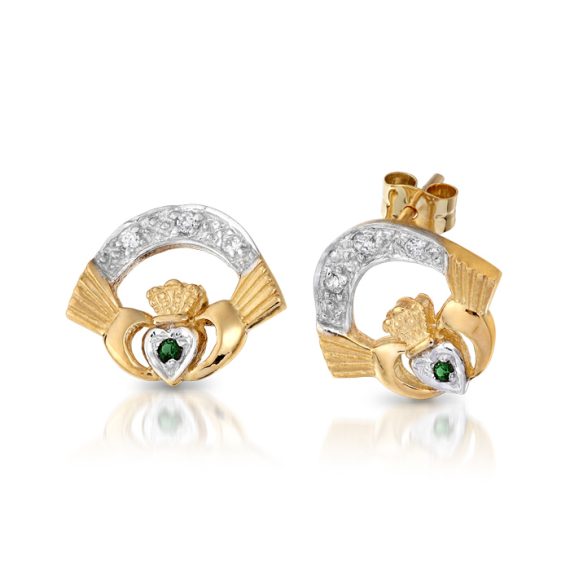 9ct Gold Claddagh Earrings-CLECZG
