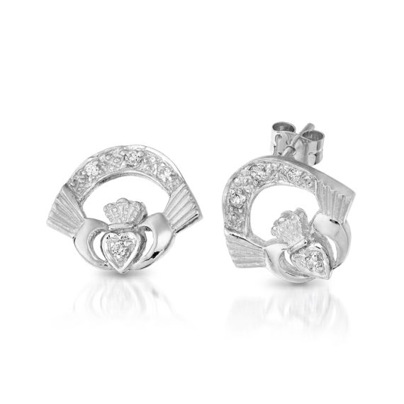 9ct Gold Claddagh Earrings-CLEWCZ