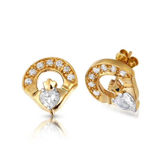 9ct Gold Claddagh Earrings-E187